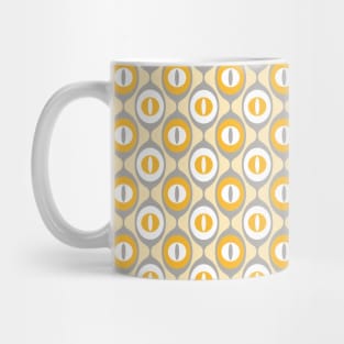 Grey, Yellow, White, Retro Geo Pattern Mug